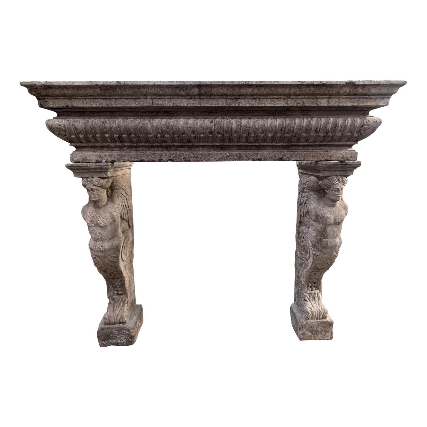 17th Century Italian Fireplace with Caryatides For Sale 4