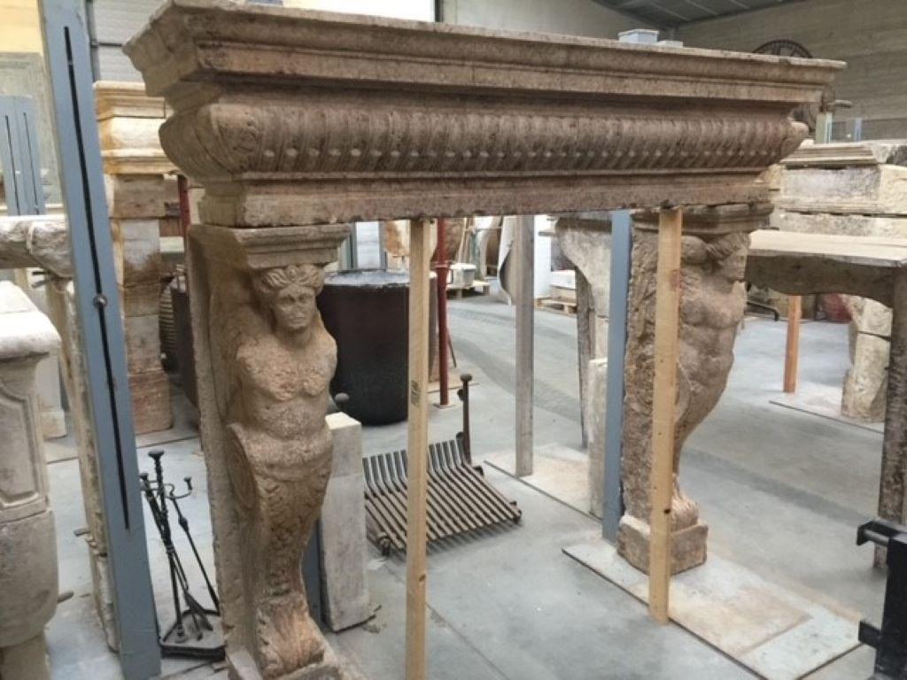 Renaissance 17th Century Italian Fireplace with Caryatides For Sale