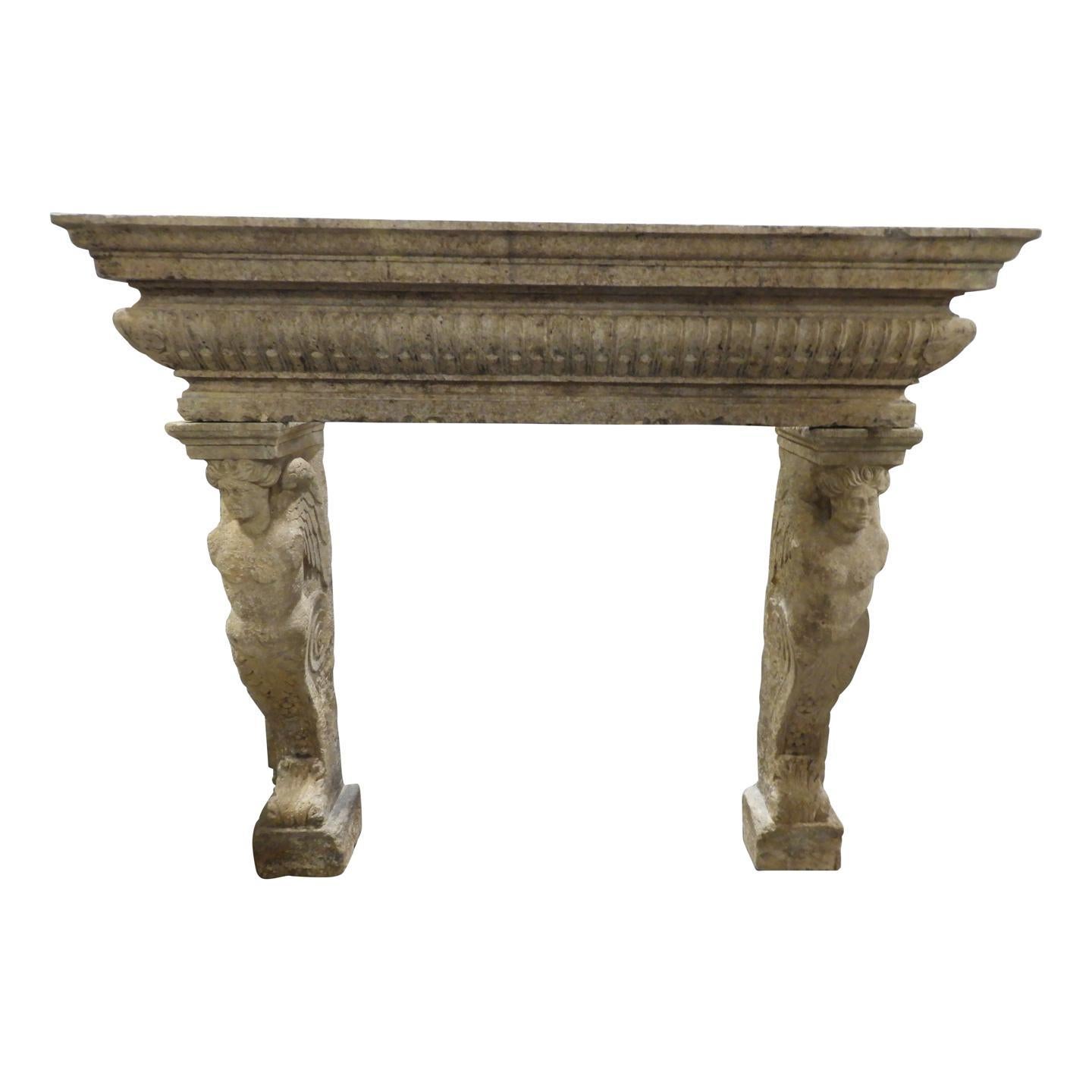 17th Century Italian Fireplace with Caryatides For Sale