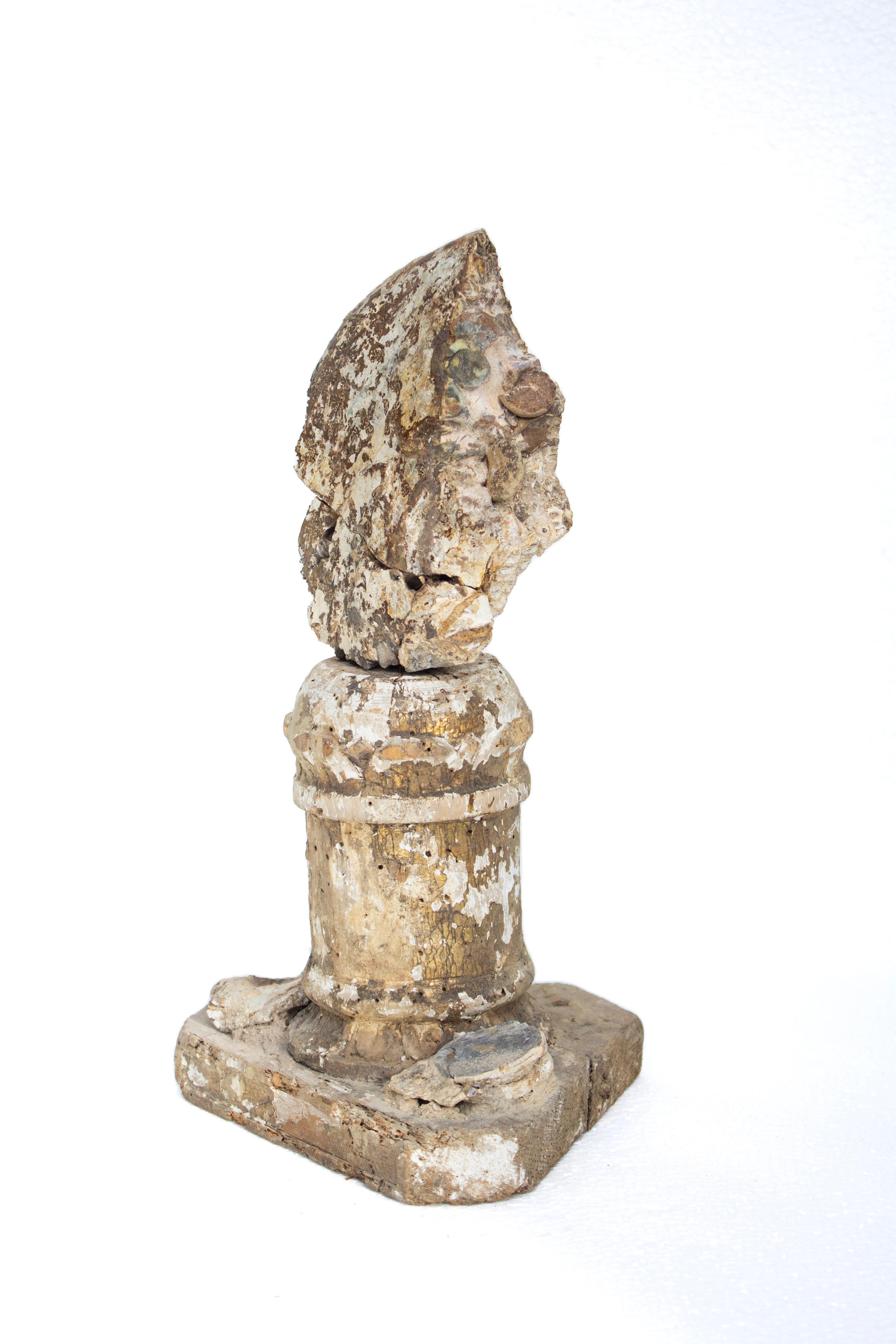18th Century and Earlier 17th Century Italian 'Florence Fragment' Candlestick with Iridescent Ammonite For Sale