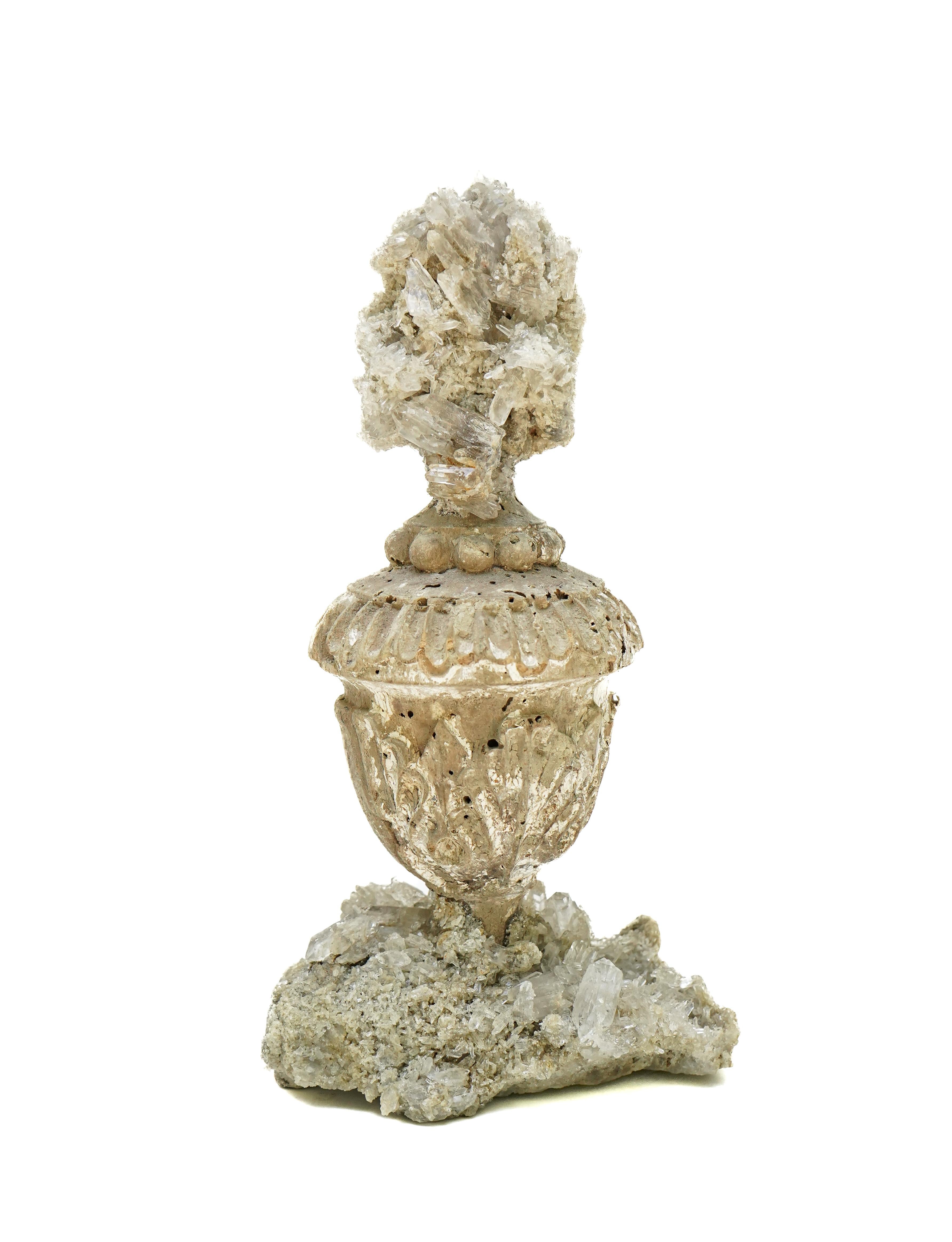 Baroque 17th Century Italian 'Florence Fragment' Vase with Crystal Quartz Clusters For Sale