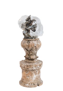 Italienisches Blumenfragment aus dem 17. Jahrhundert mit frei geformtem Kupfer und Selenit