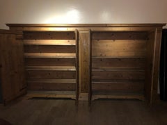 17th Century Italian Four Doors Pine Wood Big Shelves Cupboards