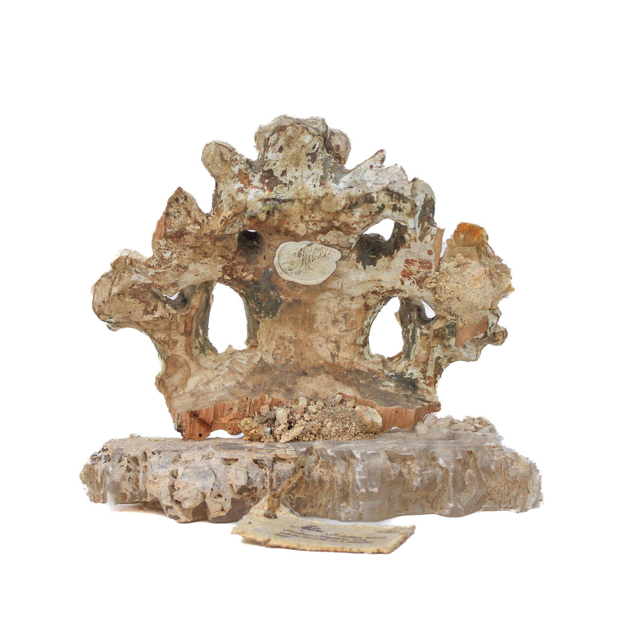 18th Century and Earlier 17th Century 'Florence Fragment' with Wulfenite on a Fishtail Selenite Base For Sale