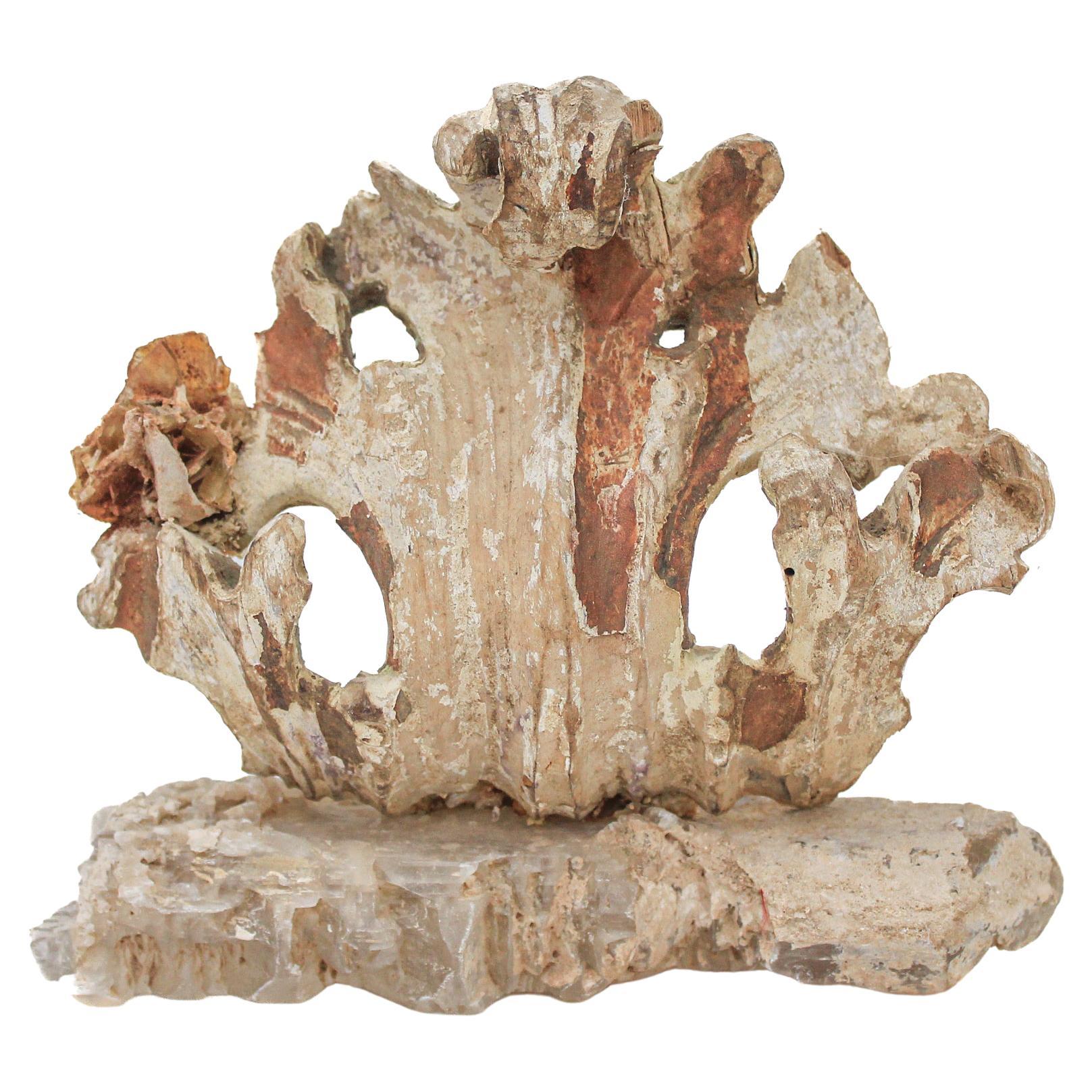 17th Century 'Florence Fragment' with Wulfenite on a Fishtail Selenite Base