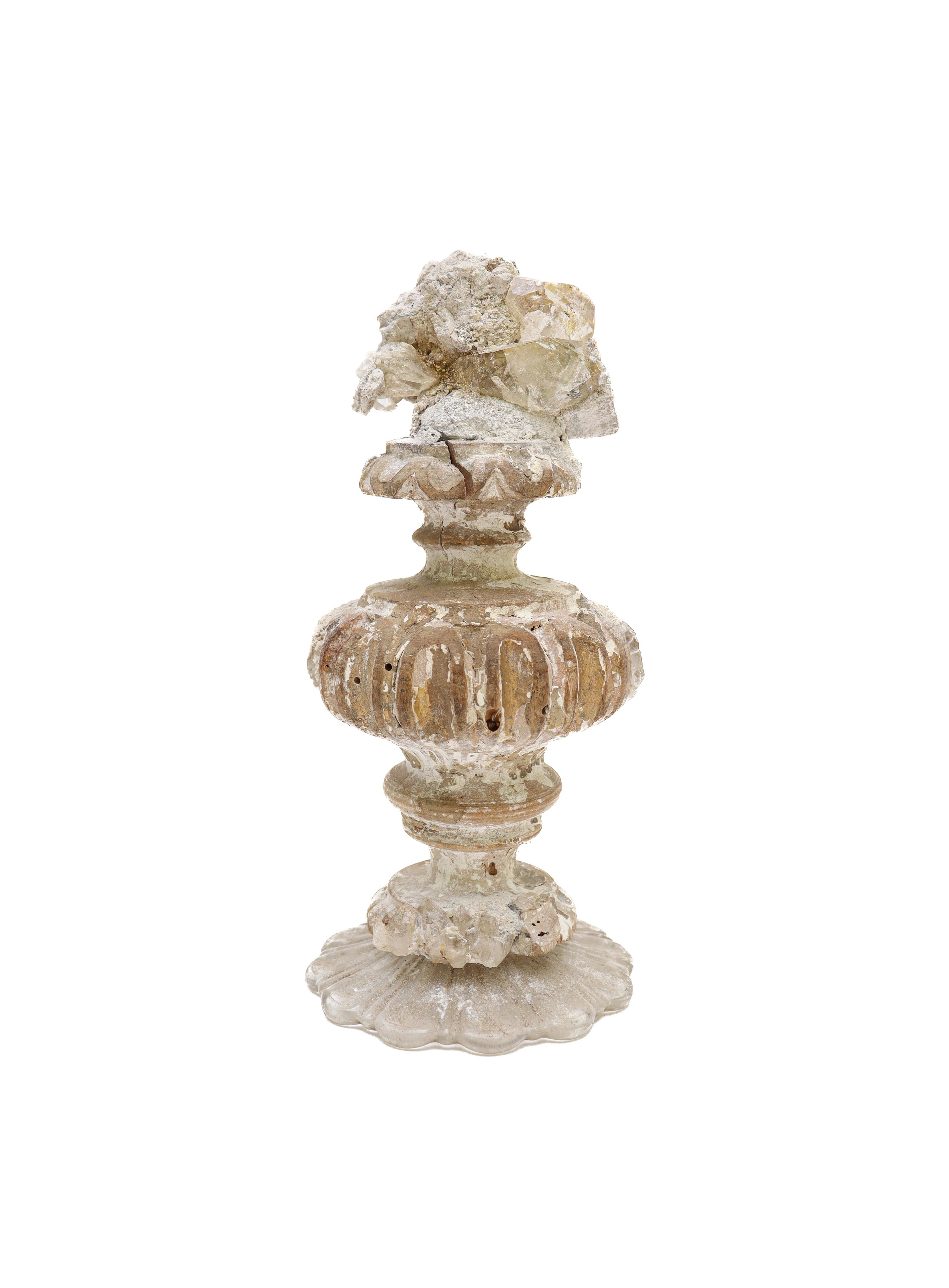 Rock Crystal 17th Century Italian Fragments 'Group of Three' with Calcite Crystals on Bobeche