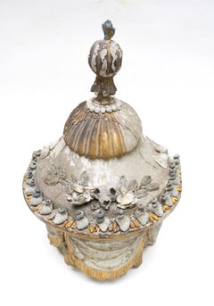 17th Century Italian Gilded Crown with Fossil Shells and Gold Baroque Pearls