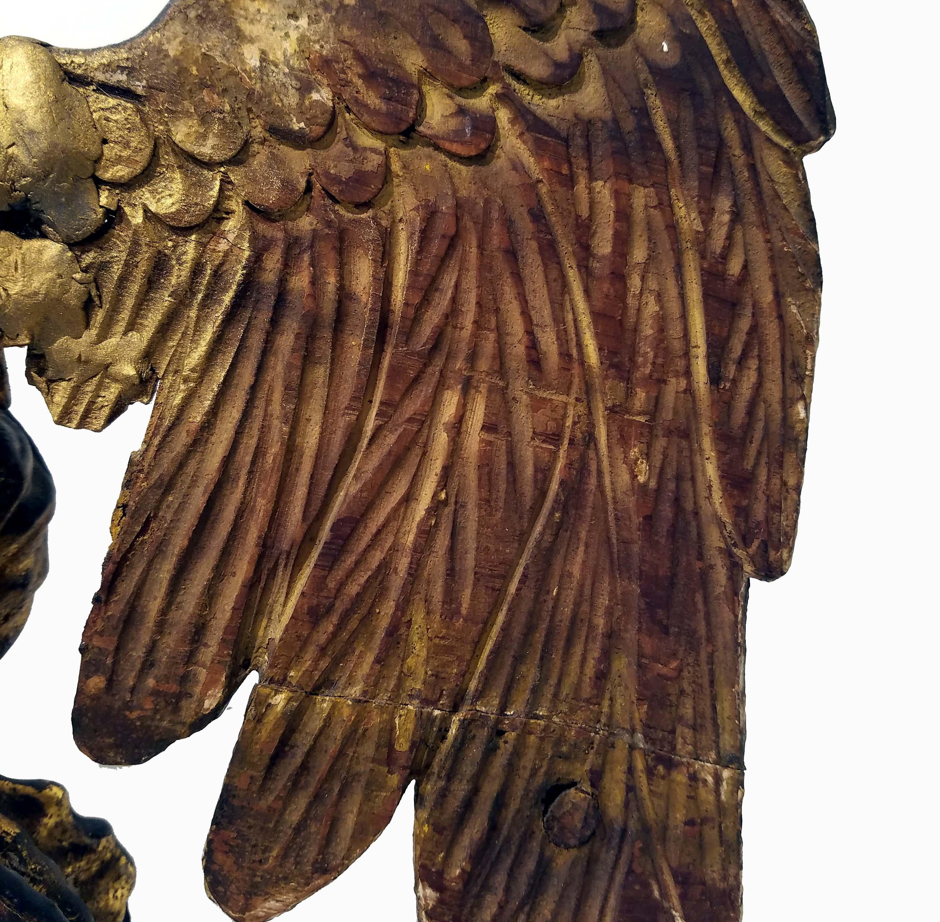 17th Century Italian Giltwood Carved Eagle In Fair Condition In New York, NY