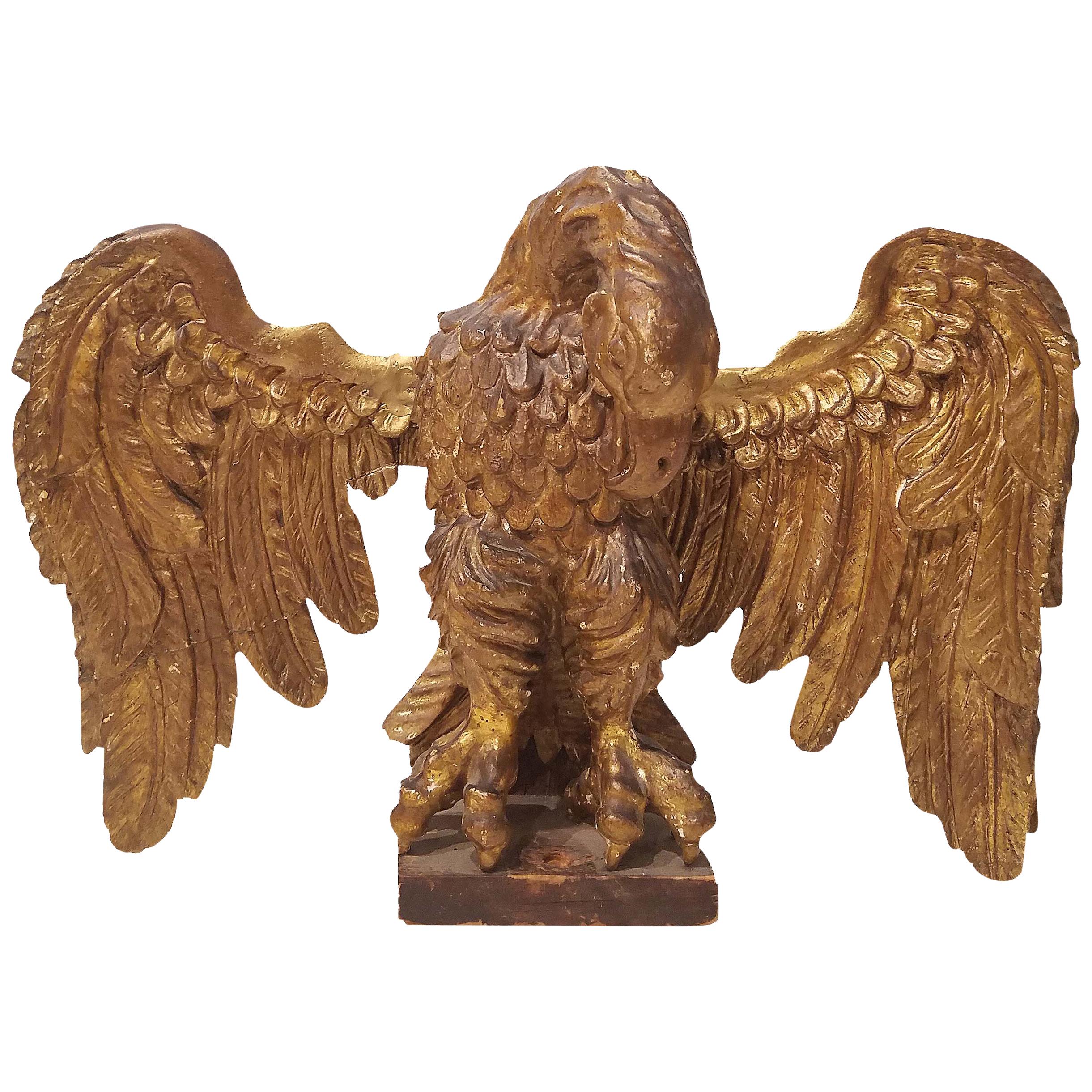 17th Century Italian Giltwood Carved Eagle