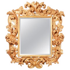 miroir en bois doré italien du 17ème siècle