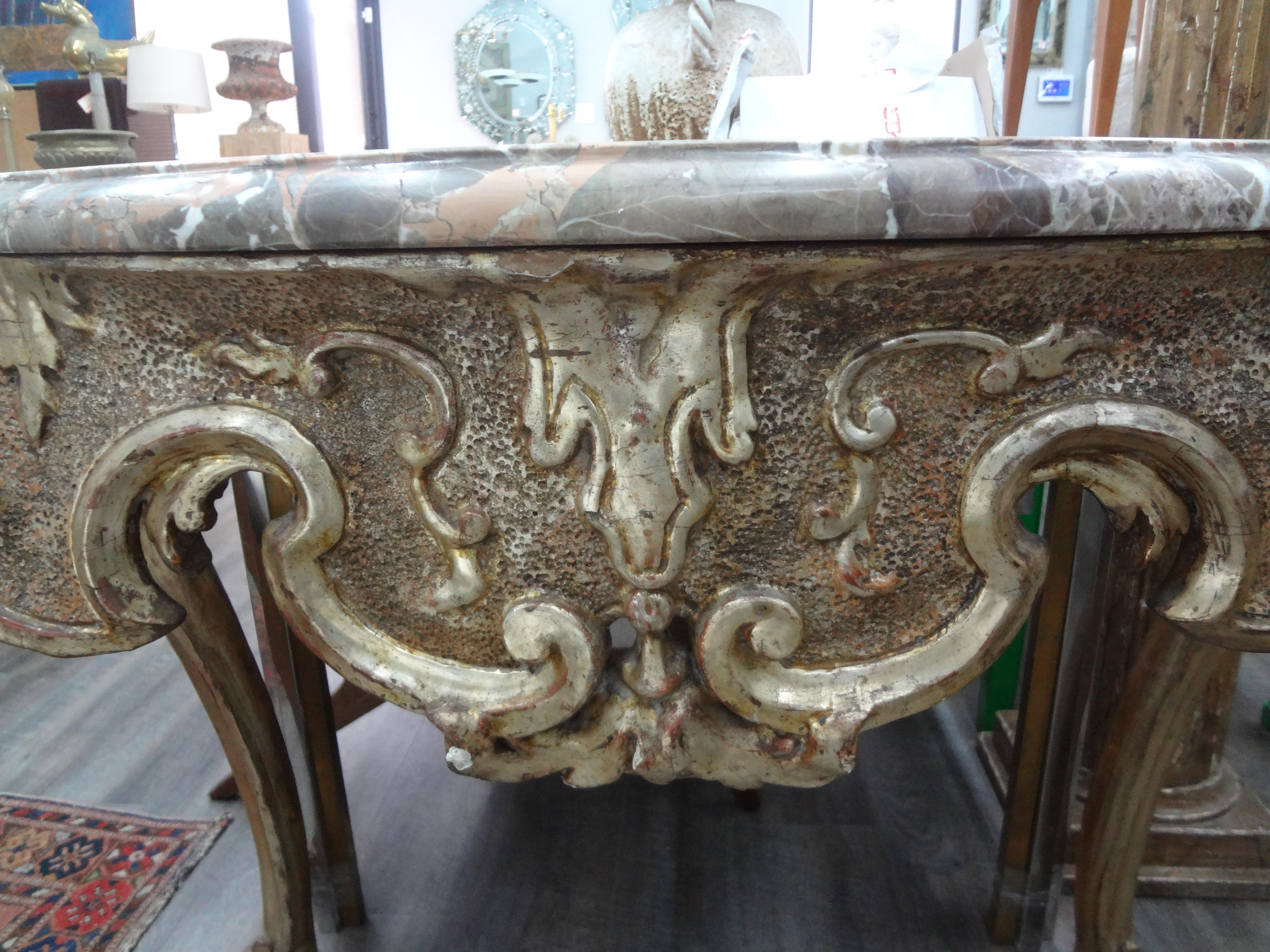 18th Century and Earlier 17th Century Italian Giltwood Console Table From Naples For Sale