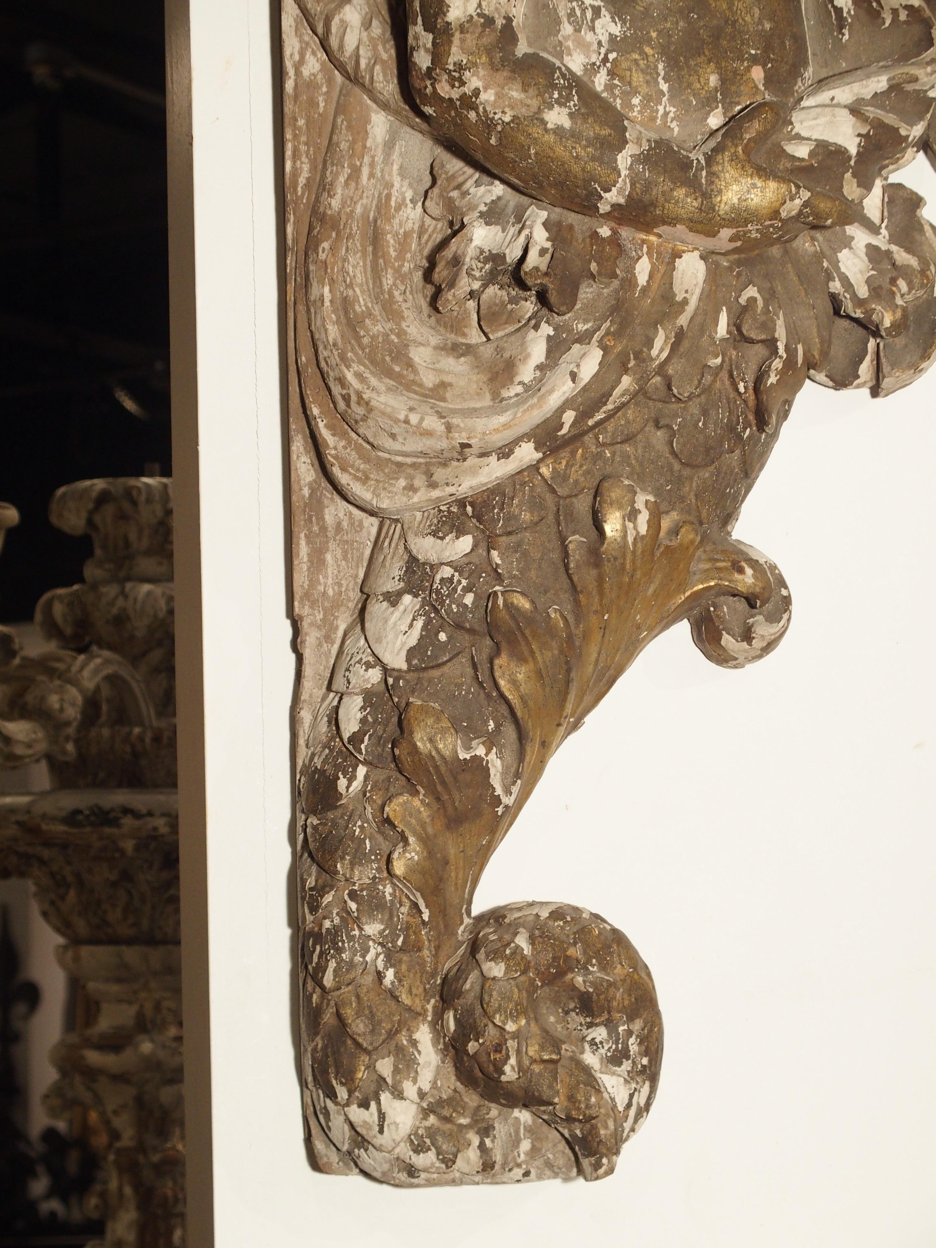 Baroque 17th Century Italian Giltwood Figural Fragment