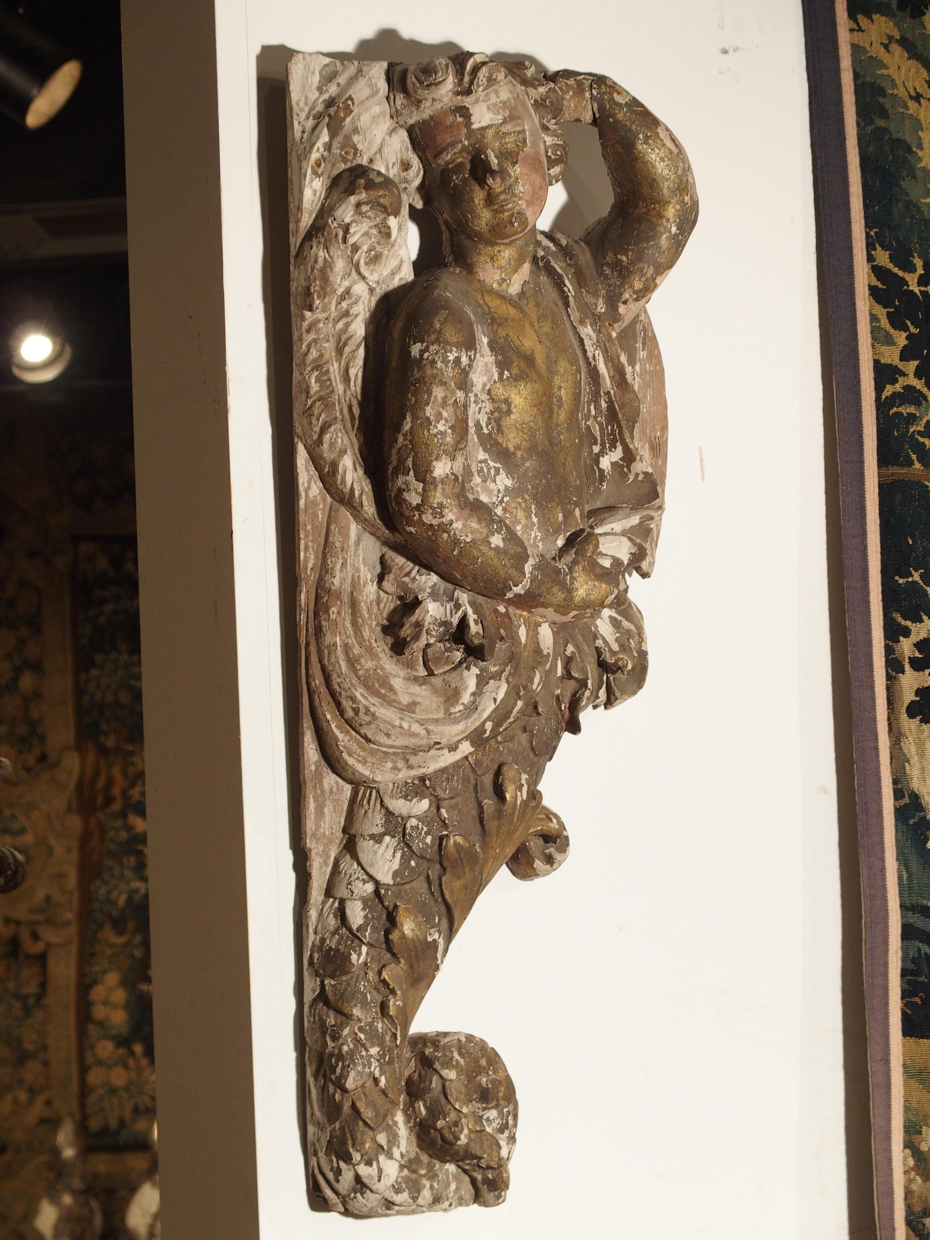 18th Century and Earlier 17th Century Italian Giltwood Figural Fragment