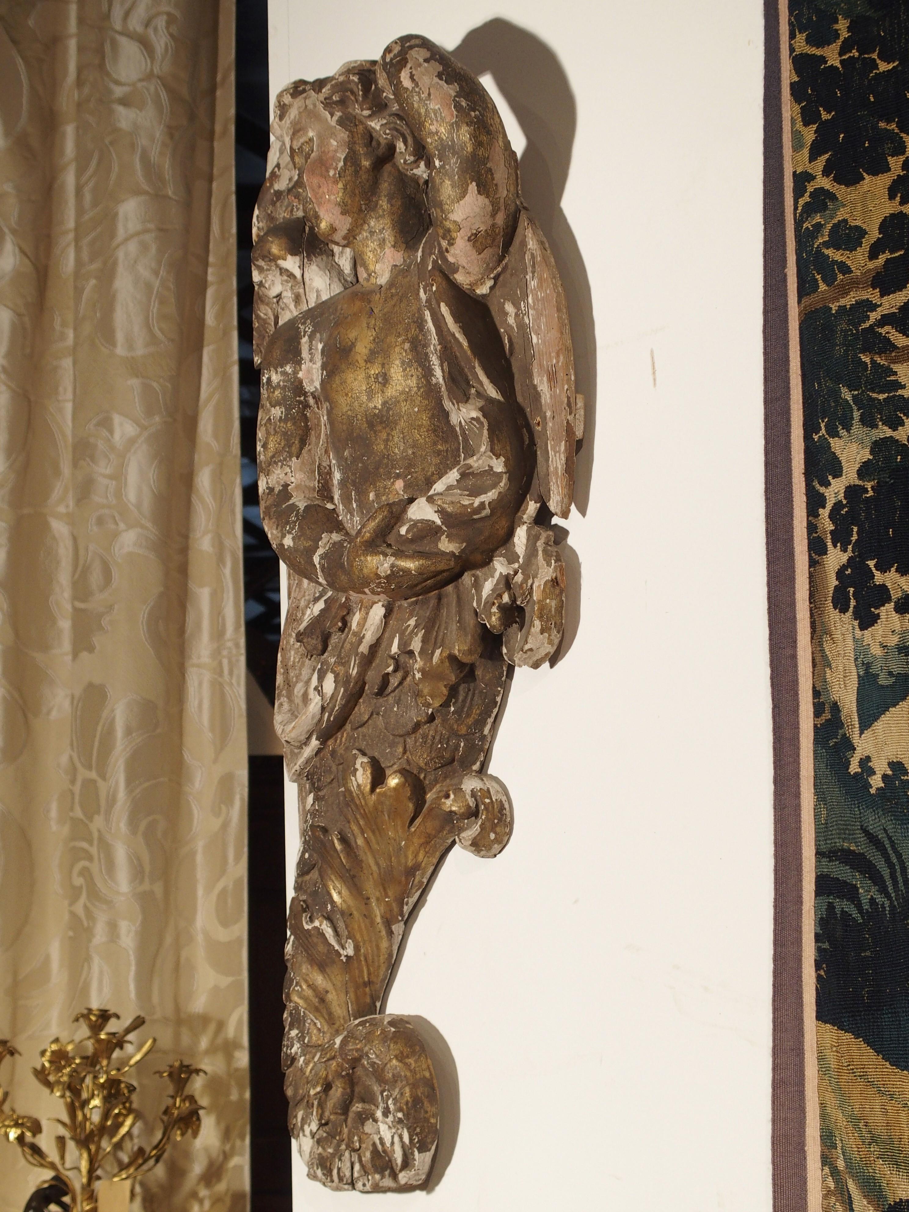 Wood 17th Century Italian Giltwood Figural Fragment
