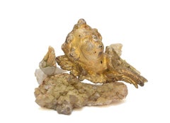 17th Century Italian Gold Leaf Angel on Spirit Cactus Quartz Crystal