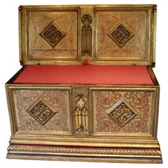17th Century Italian gothic gilt decorated walnut Cassone-chest