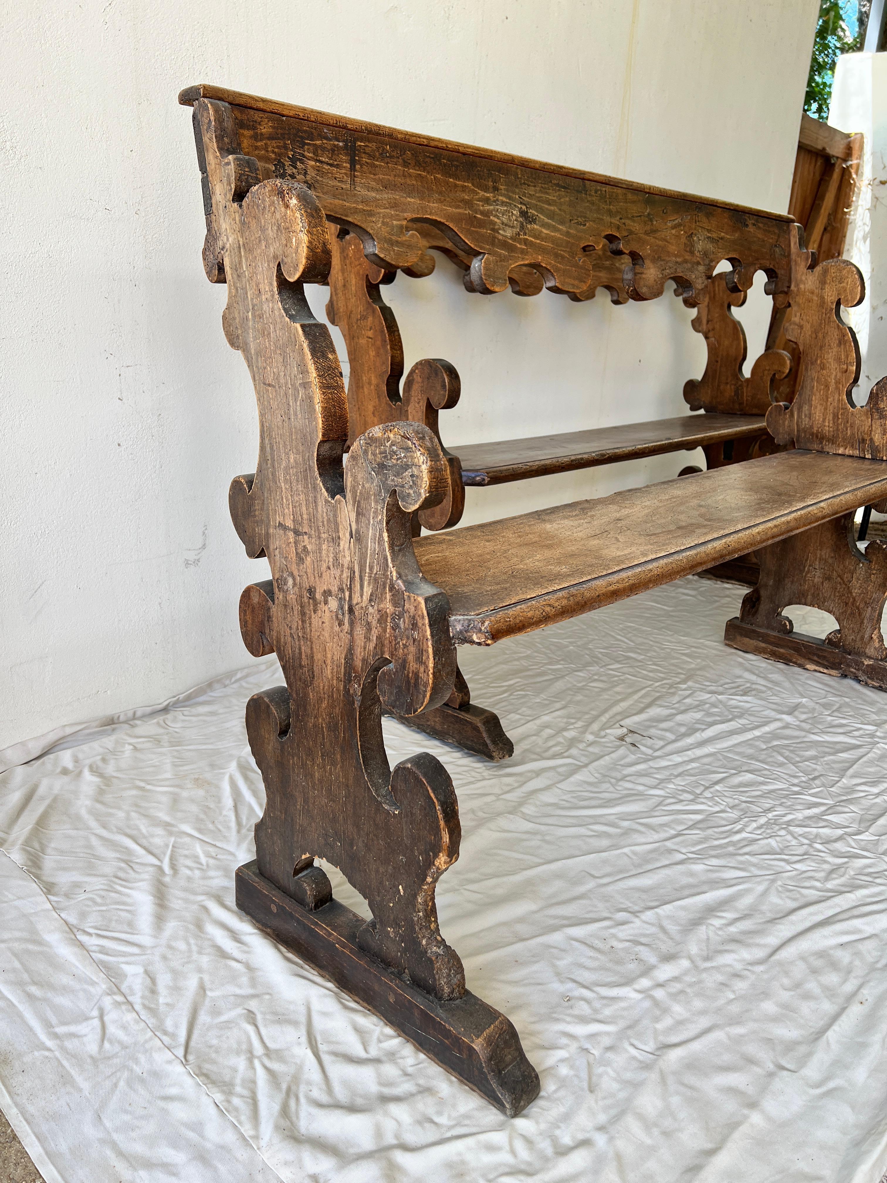 18th Century and Earlier 17th century Italian hall benches or pews For Sale