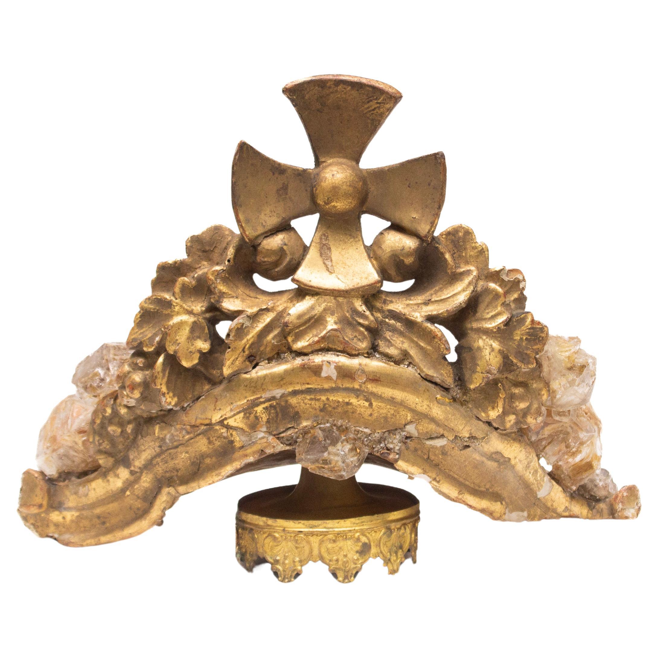 17th Century Italian Hand-Carved and Gilded Crown with Himalayan Diamonds