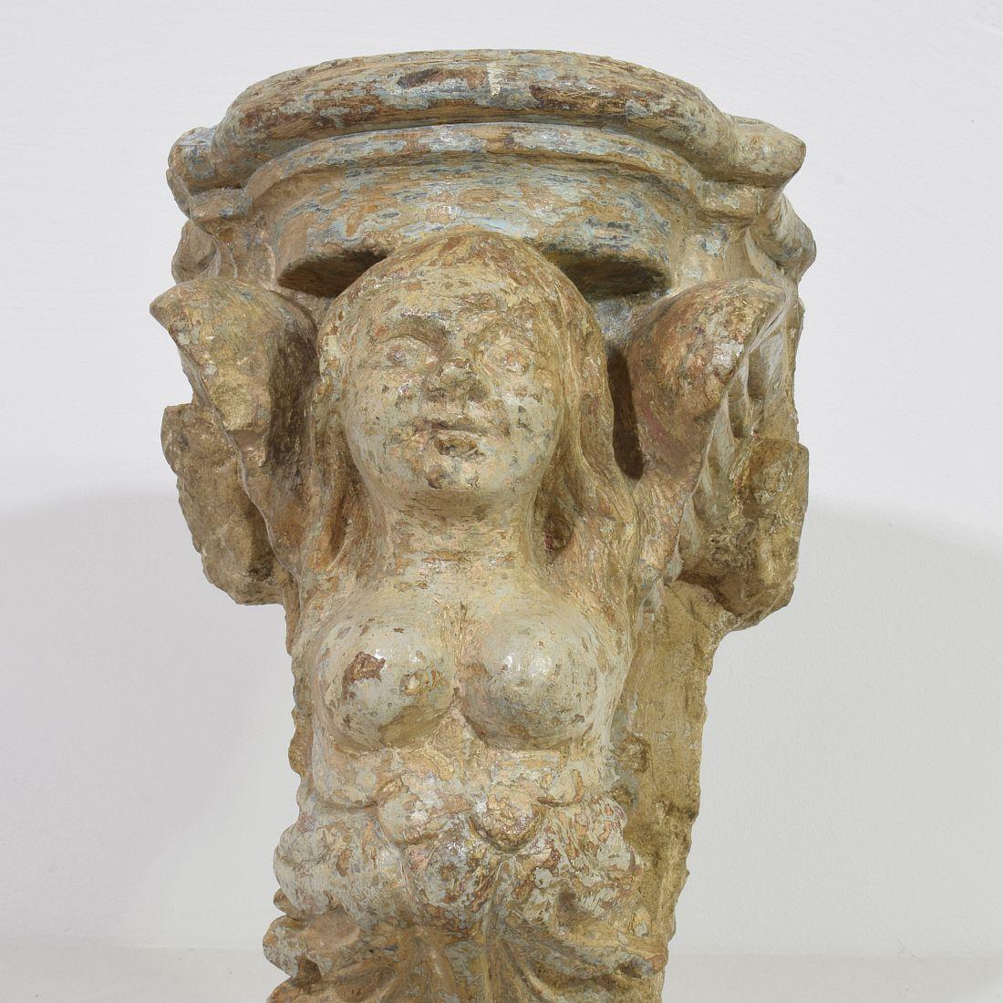 17th Century Italian Hand Carved Stone Architectural Mythical Creature Ornament 3