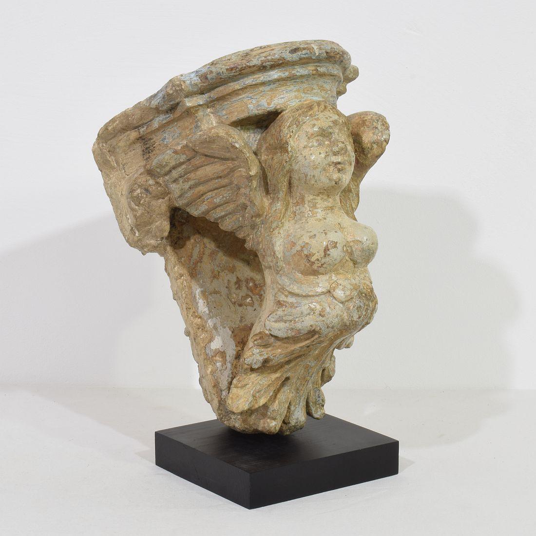 Hand-Carved 17th Century Italian Hand Carved Stone Architectural Mythical Creature Ornament