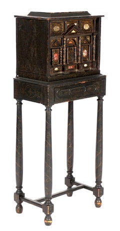 17th Century Italian Hardstone Inset Cabinet on Stand