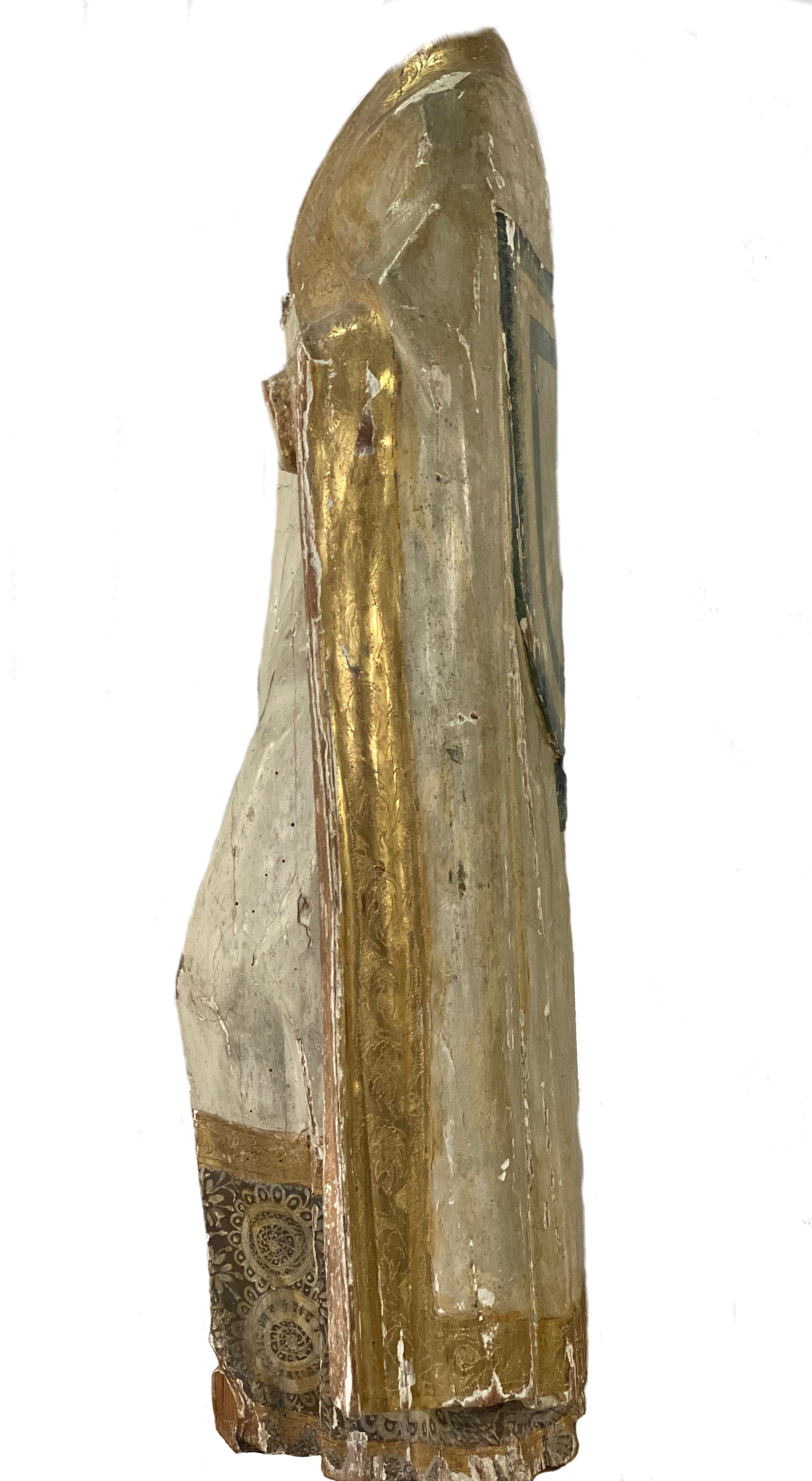 17th Century Italian Headless Wooden Gilded Statue of a Saint In Good Condition In Round Top, TX