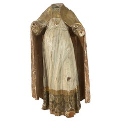 statue italienne d'un saint en bois doré sans tête du 17ème siècle