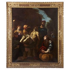 17th Century Italian Large Baroque Painting After Carracci The Burial of Christ