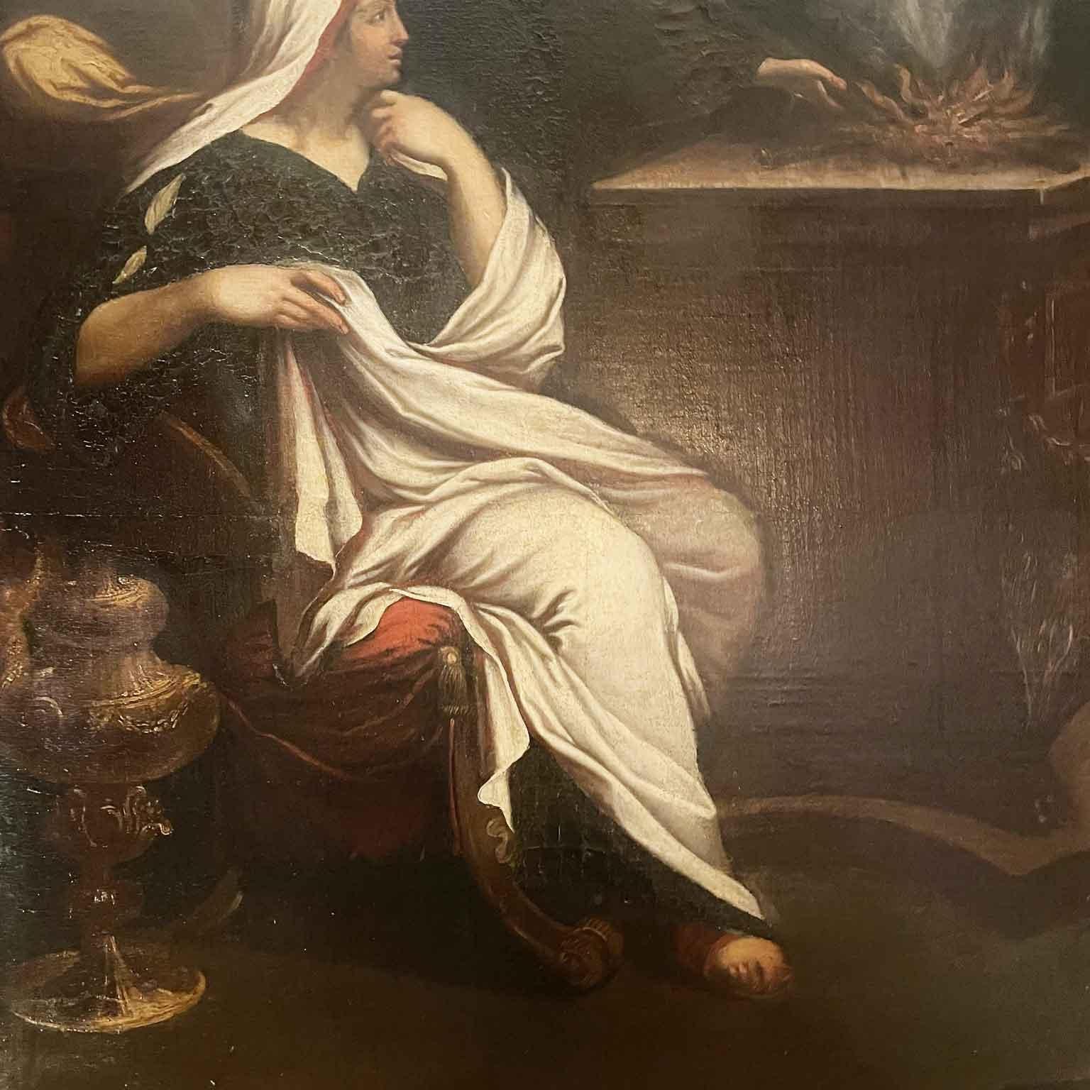 italien Sacrificio a Minerva Monumentale Scena Mitologica Italiana della Fine 1600 en vente