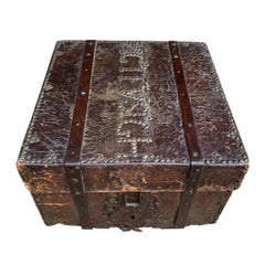 17th Century Italian Leather Lock Box