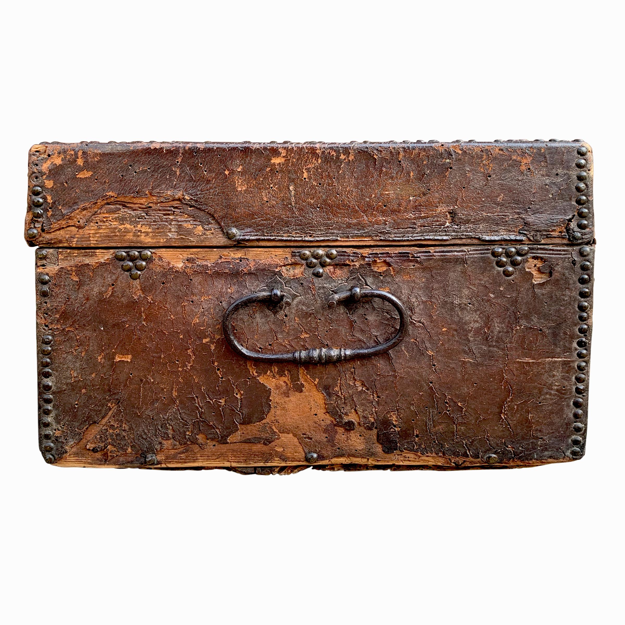 18th Century and Earlier 17th Century Italian Leather Lock Box