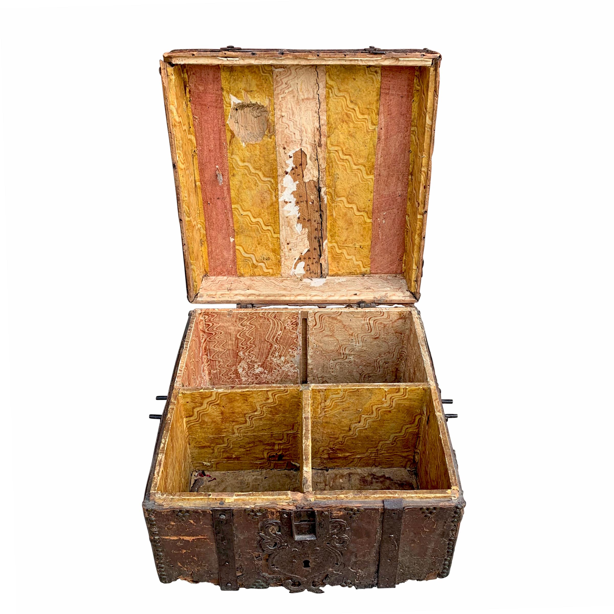 17th Century Italian Leather Lock Box 1