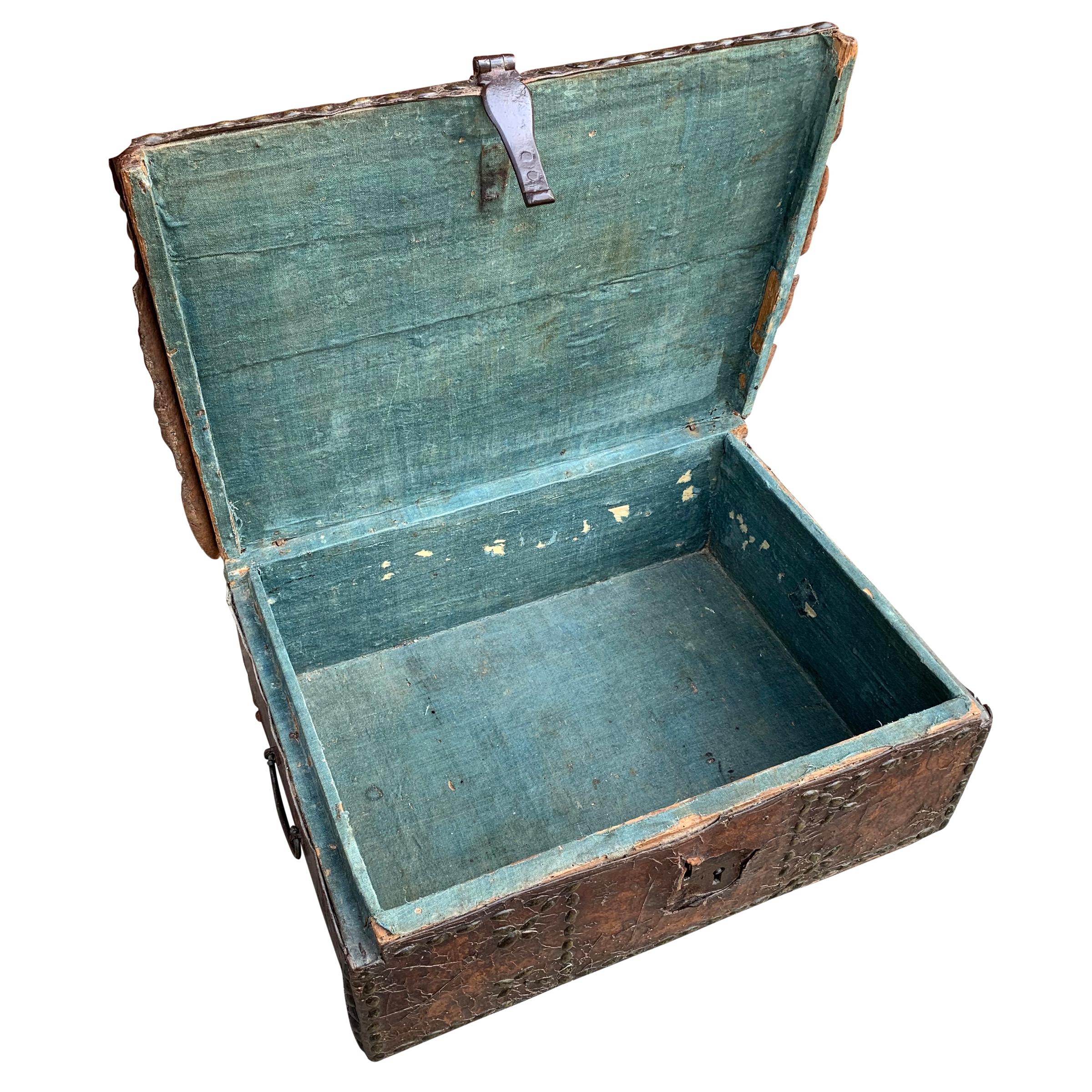 17th Century Italian Leather Trunk 5