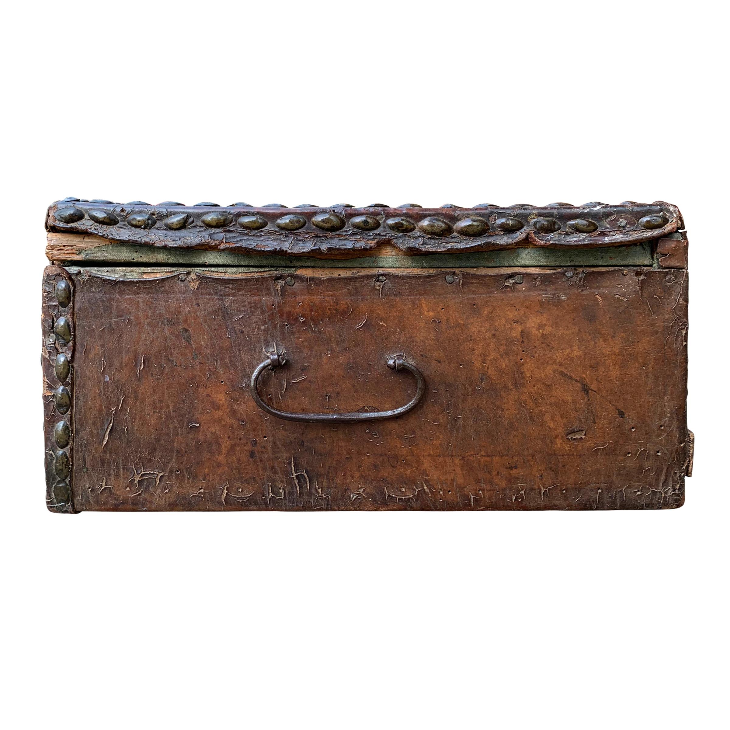 Rustic 17th Century Italian Leather Trunk