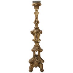 17th Century Italian Louis XIV Carved and Gilded Wood Candelabra