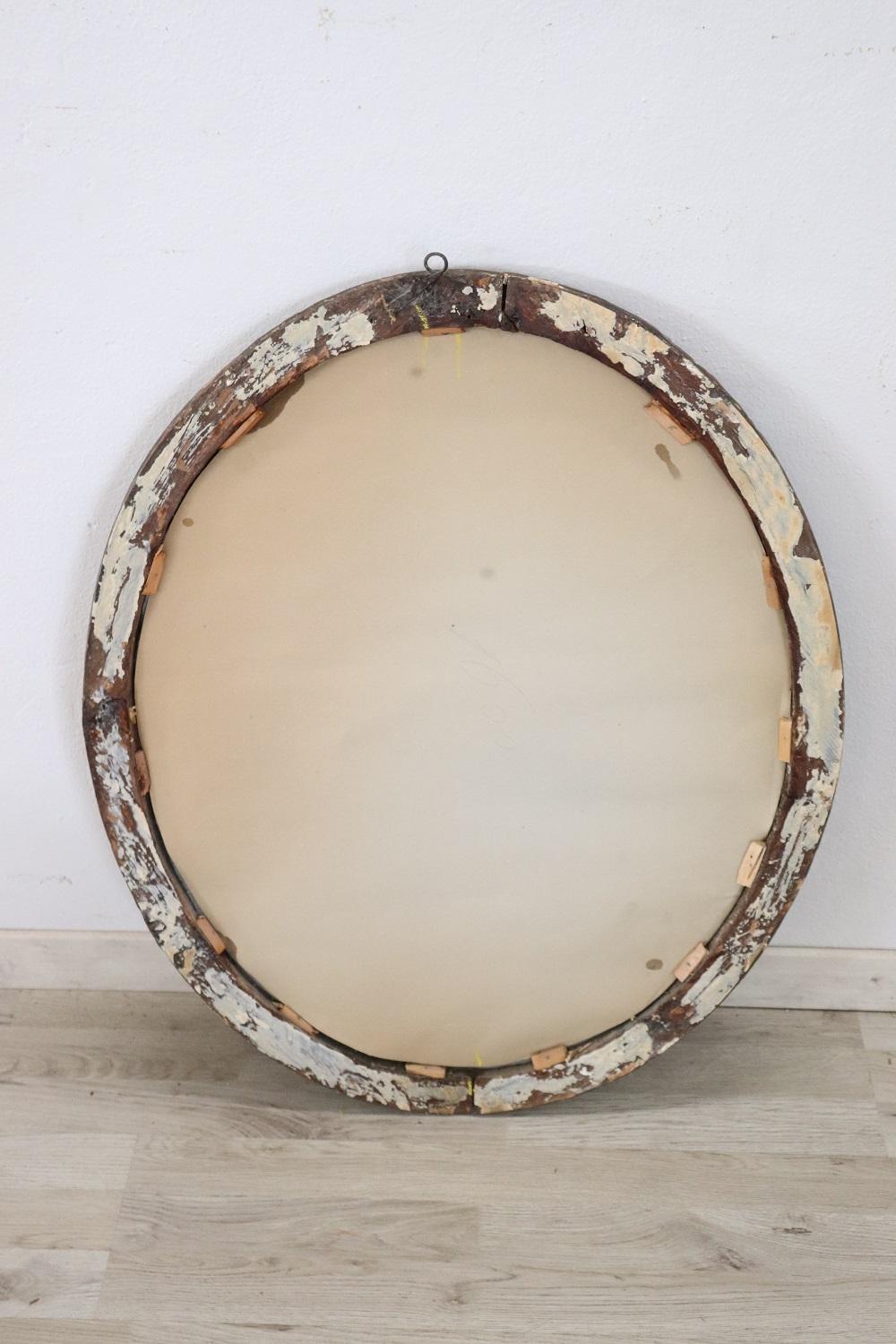 17th Century Italian Louis XIV Carved Wood Antique Oval Wall Mirror For Sale 2