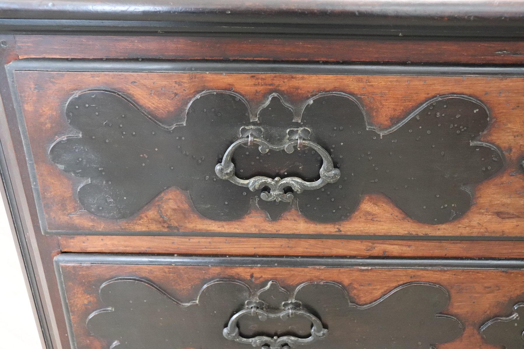 Late 17th Century 17th Century Italian Louis XIV Cherrywood Antique Commode or Chest of Drawer