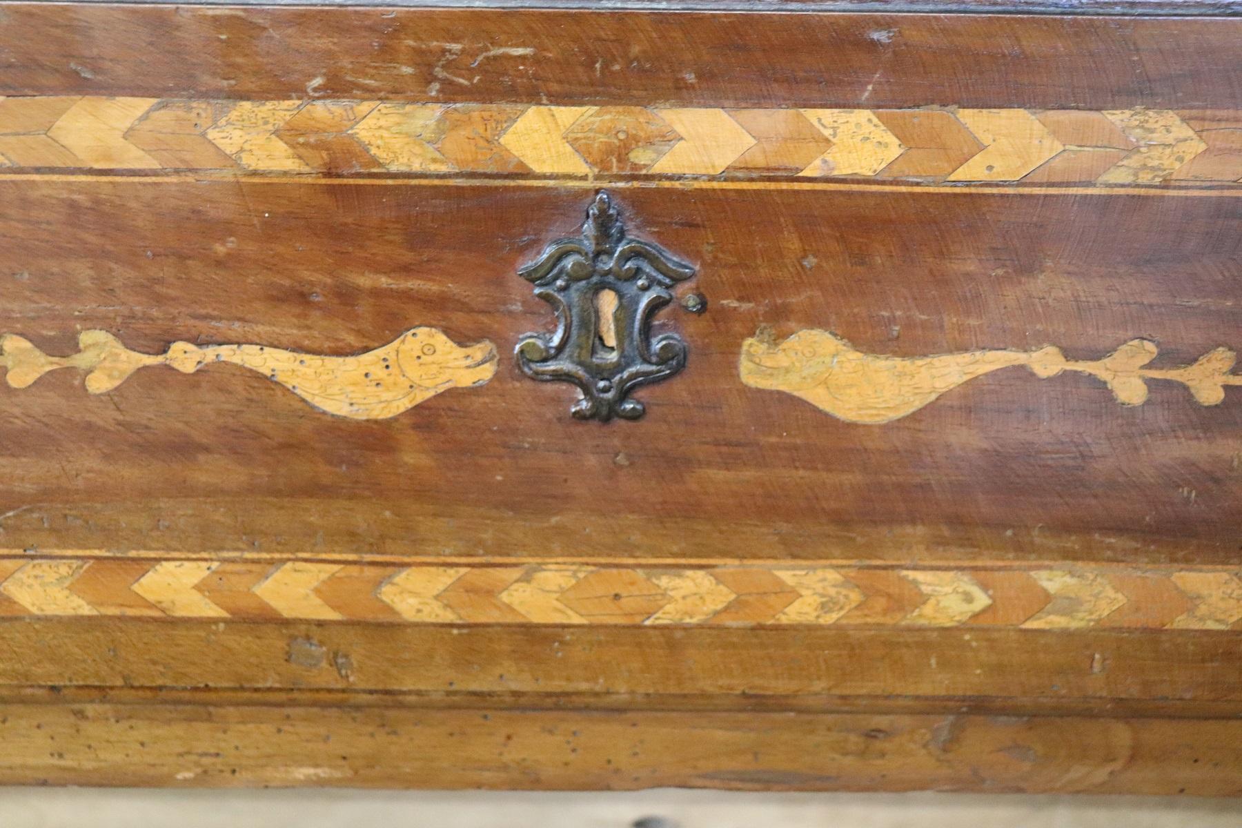 17th Century Italian Louis XIV Inlaid Walnut Commode or Chest of Drawer 9