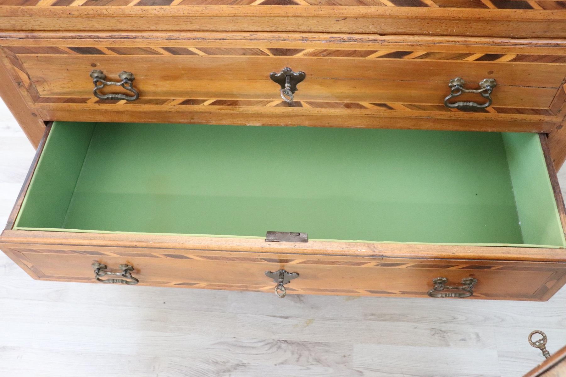 17th Century Italian Louis XIV Inlaid Walnut Commode or Chest of Drawer 11