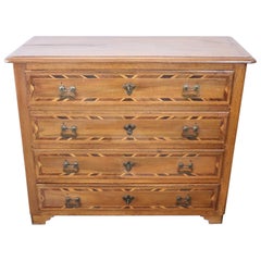 17th Century Italian Louis XIV Inlaid Walnut Commode or Chest of Drawer