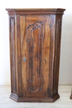 17th Century Italian Louis XIV Pair of Antique Corner Cupboards RESTORED