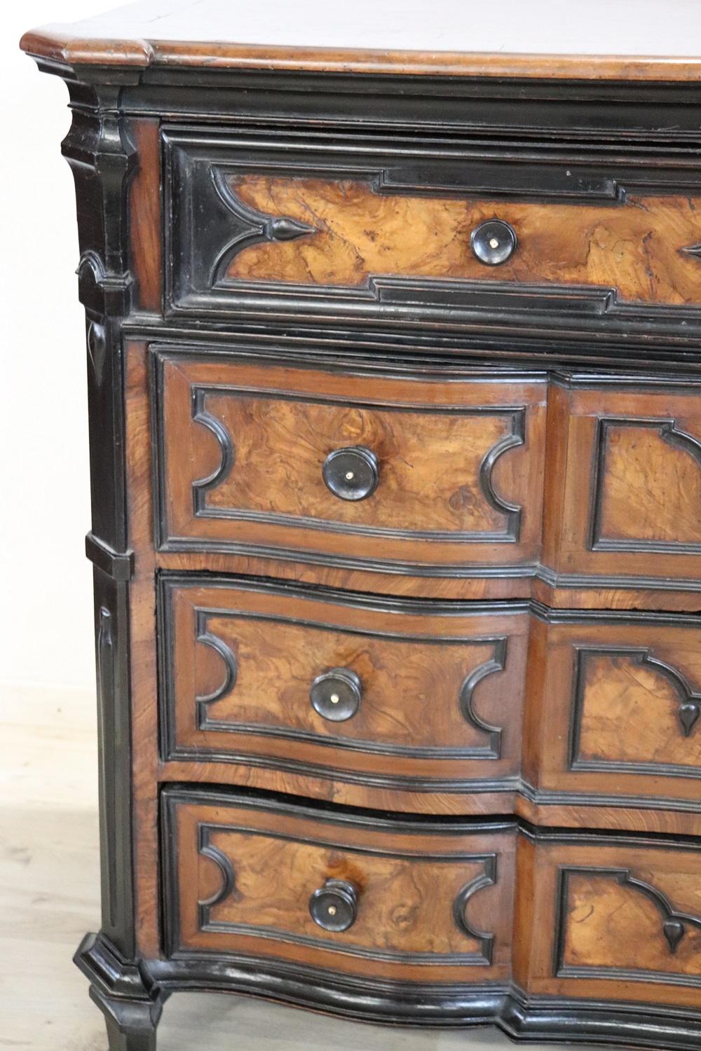 17th Century Italian Louis XIV Walnut Antique Commode or Chest of Drawers For Sale 2