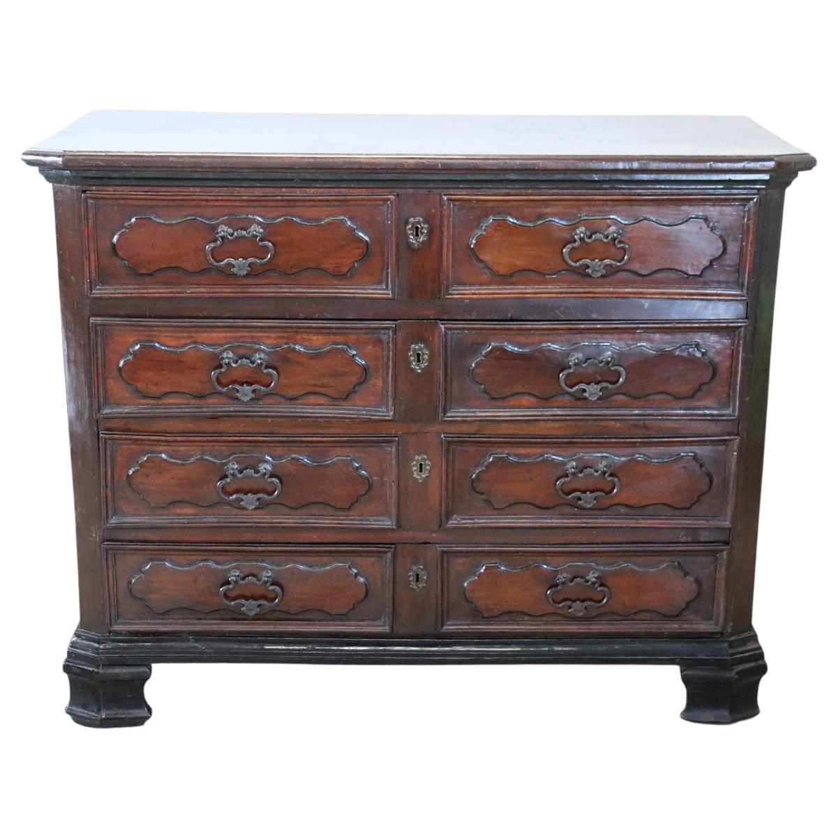 17th Century Italian Louis XIV Walnut Antique Commode or Chest of Drawers For Sale
