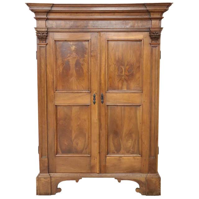 Early 20th Century Inlaid Walnut Wardrobe or Armoire with Mirror at ...