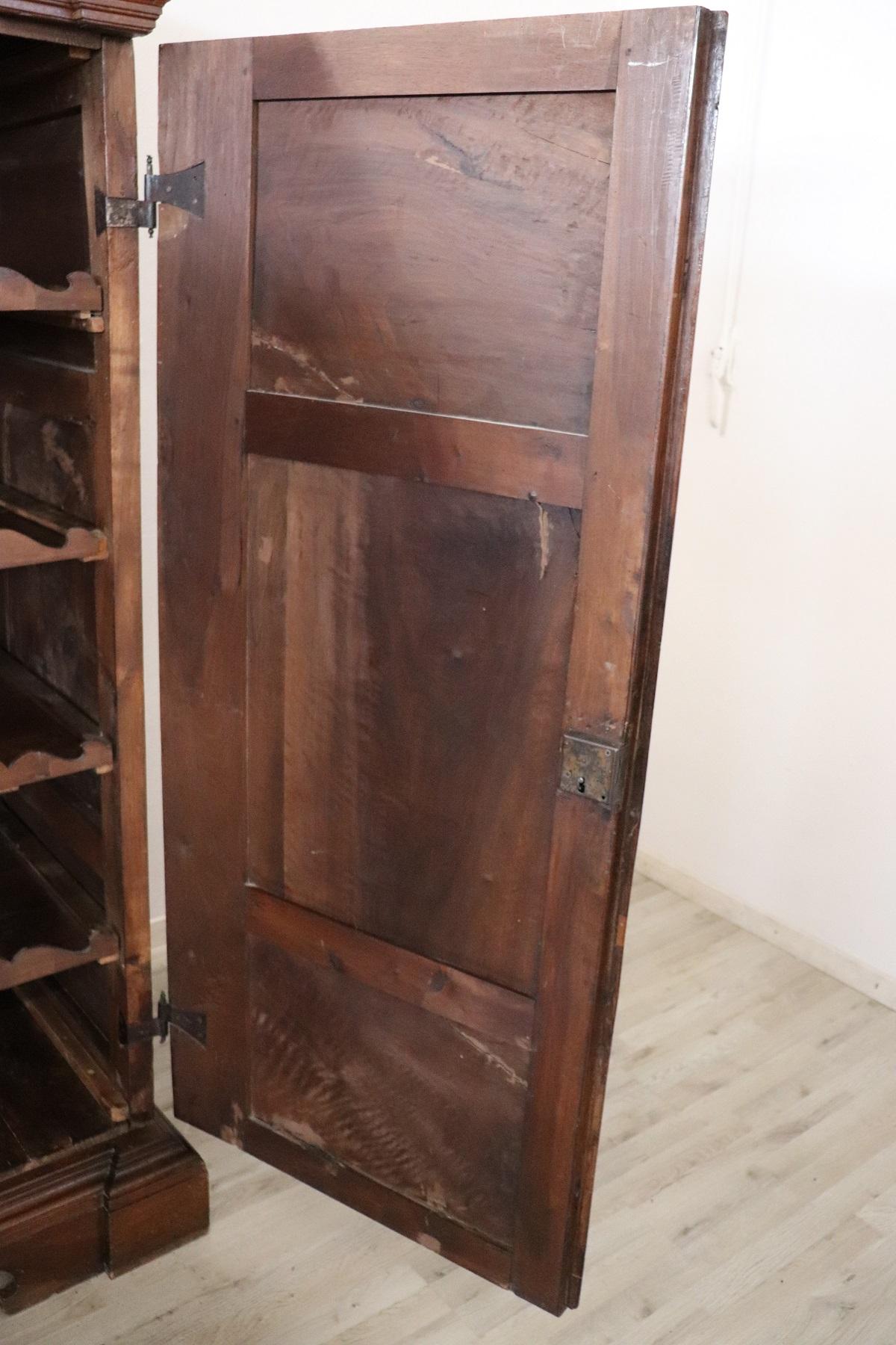 17th Century Italian Louis XIV Walnut Hand Carved Majestic Wardrobe or Armoire 9