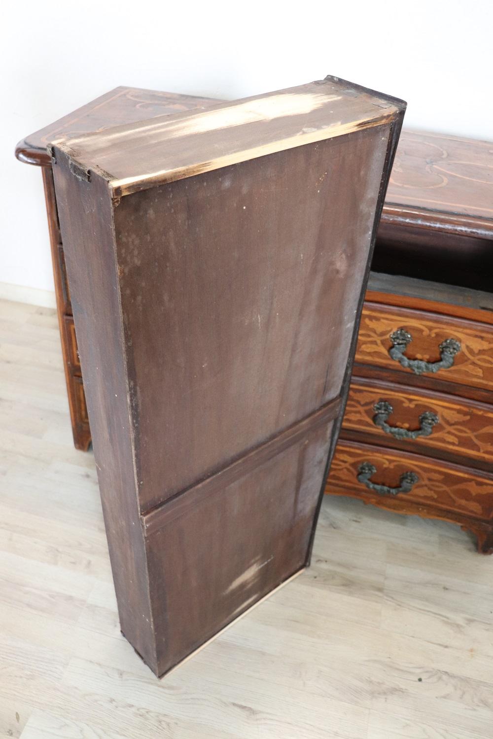 17th Century Italian Louis XIV Walnut Inlaid Antique Commode or Chest of Drawers For Sale 8
