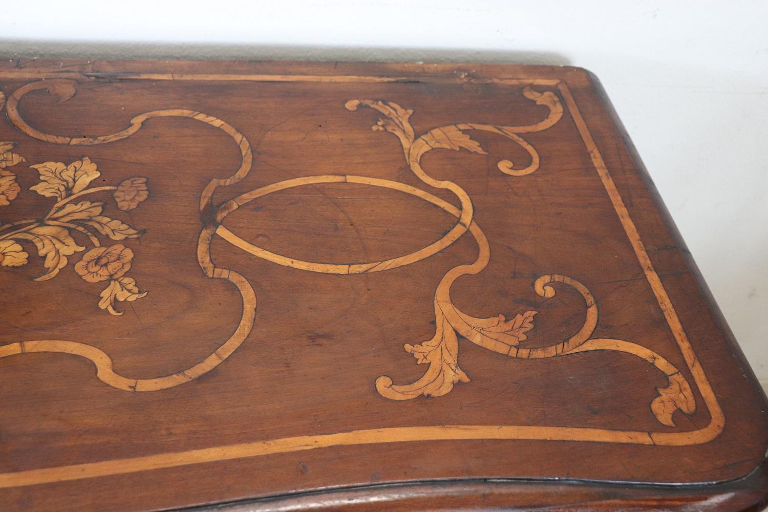 17th Century Italian Louis XIV Walnut Inlaid Antique Commode or Chest of Drawers For Sale 2