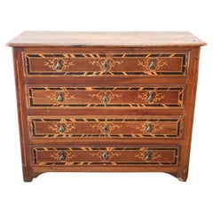 17th Century Italian Louis XIV Walnut Inlaid Antique Commode or Chest of Drawers