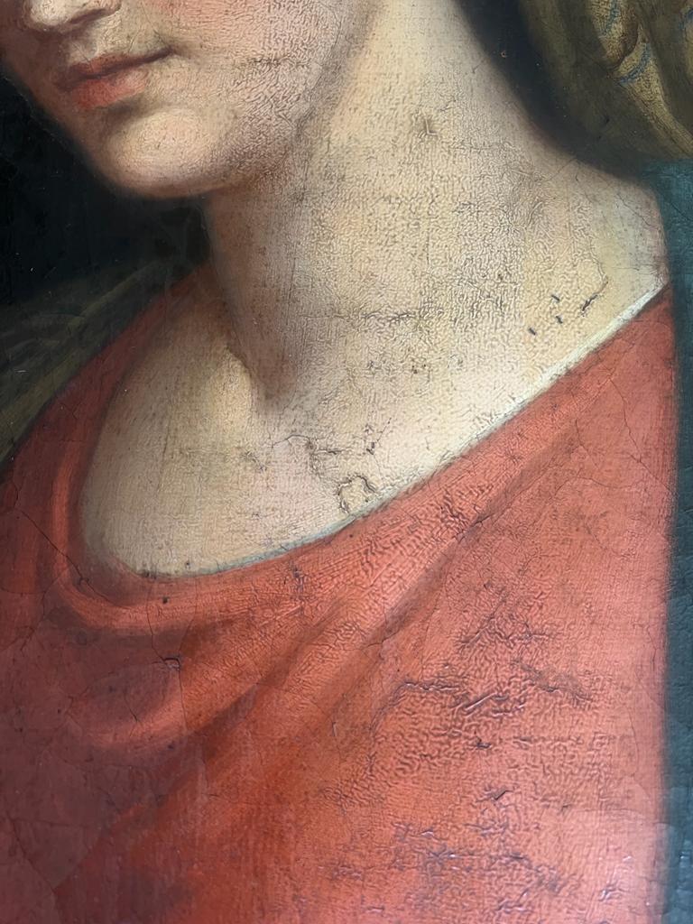 Cuadro Antiguo Siglo XVII Madonna /Virgen María Italia Óleo sobre Lienzo Barroco en venta
