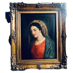 17th Century Italian Madonna /Virgin Mary Oil on Canvas